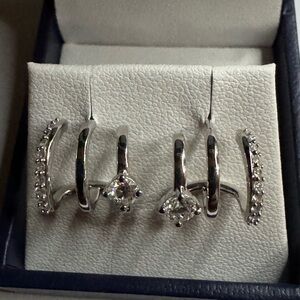 Elegant new  Silver 925 Hoop Earrings Set